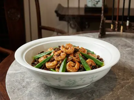 菌香秋葵捞虾仁